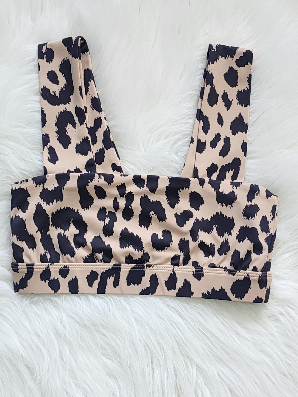 Allfenix Leopard Print Square Neck Sports Bra - XS Animal Print